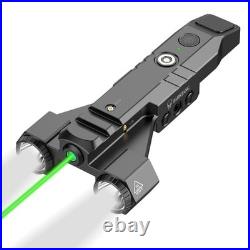 1450 Lumens Tactical Flashlight Green Laser Light Combo Rechargeable Picatinny