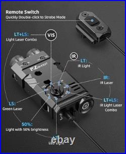1600 Lumens Rechargeable Rifle Flashlight with Green/IR Laser & Remote Switch, 4
