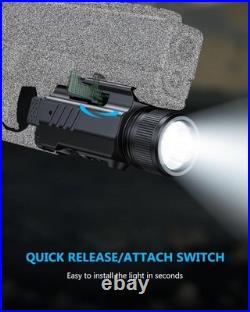 2000 Lumen Pistol Light Laser Combo, Magnetic Rechargeable Green Laser Light Com