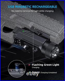 2000 Lumen Pistol Light Laser Combo, Magnetic Rechargeable Green Laser Light Com