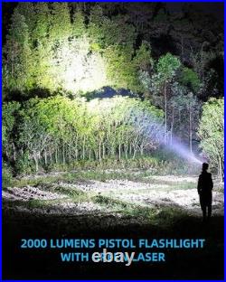 2000 Lumen Pistol Light Laser Combo, Magnetic Rechargeable Green Laser Light Com
