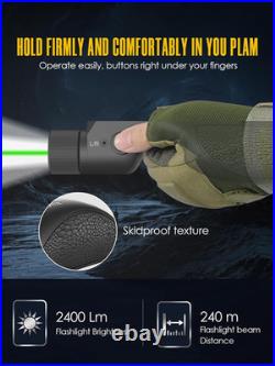 2400 Lumen Green Laser Light Combo for Picatinny and Mlok Rail, Rifle Light with