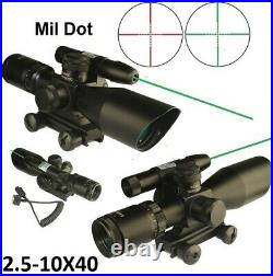 2.5-10x40 Tactical Scope Red N Green illuminated With Green Laser Quick Sight