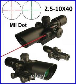 2.5-10x40 Tactical Scope Red N Green illuminated With Red Laser Quick Sight