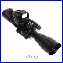 4-12X50 Rifle Scope Sight Illuminated Rangefinder 4 Reticle Red Green Dot Laser