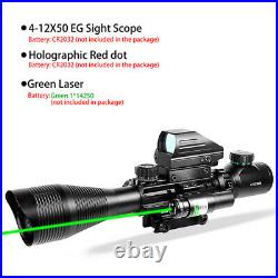 4-12x50 EG Tactical Sight Scope Holographic Red dot Green Laser JG8 for Rifles