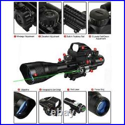 4-12x50 Rifle Scope With Green Laser Sight And HD 4 Holographic Dot Reflex Sight