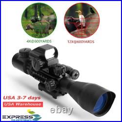 4-12x50 Rifle Scope With Green Laser Sight And HD 4 Holographic Dot Reflex Sight