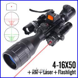 4-16X50 Hunting Scope With Rm Red Dot Laser Sight And Flashlight Tactical Kit