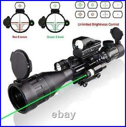 4-16x50AO Rifle Scope Combo Dual Illuminated with Flashlight Green Laser Sight 4