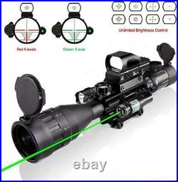 4-16x50AO Rifle Scope Combo Dual Illuminated with Green Laser sight 4 Red/Green