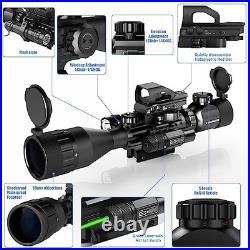 4-16x50AO Rifle Scope Combo with Green Laser and Flashlight for Picatinny Rail