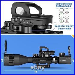 4-16x50AO Rifle Scope Combo with Green Laser and Flashlight for Picatinny Rail
