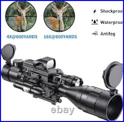 4-16x50AO Rifle Scope Red/Green Illuminated Reflex with Green Laser Black