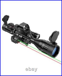 4-16x50 AO Scope Combo with Green Laser Sight & Flashlight, Picatinny Rail