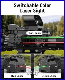 4-16x50 AO Scope Combo with Green Laser Sight & Flashlight, Picatinny Rail