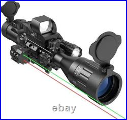 4-16x50 AO Scope Combo with Green/Red Dual Laser Sight, 5-in-1 Combo with Dual I