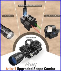 4-16x50 AO Scope Combo with Green/Red Dual Laser Sight, 5-in-1 Combo with Dual I
