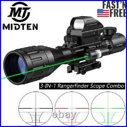 4-16x50 AO Tactical Rangefinder R&G Reticle Rifle Scope Green Laser & Dot Sight