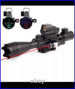 4-16x50 Range Finder Tactical Scope Red Laser 4 Reticle Red & Green Dot Sight