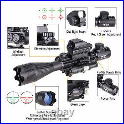 4-16x50 Rangefinder Rifle Scope Green Laser 4 Reticle Red &Green Dot Sight Pinty