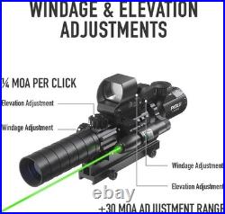 4-in-1 Gun Sight Reflex Dot Laser Scope Optics Rifle Shotgun Firearm Red Green