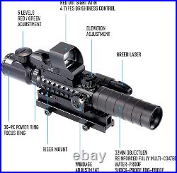 4-in-1 Gun Sight Reflex Dot Laser Scope Optics Rifle Shotgun Firearm Red Green
