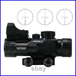 4x32 Scope Acog Red Illuminated Rifle Tactical Sight Red Dot Rmr Green Laser