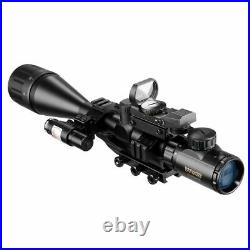 6-24x50 AOEG Rangefinder RifleScope Holographic 4 Reticle Sight Red Dot Laser