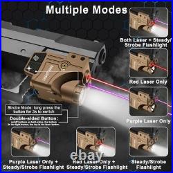 800 Lumens Tactical Laser Light Combo 3 in 1 USB Rechargeable Flashlight, Stro