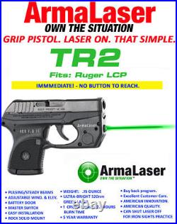 ARMALASER TR2-G GREEN LASER SIGHT for Ruger LCP & Custom withGRIP on/off + Holster