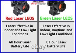AT3 LEOS Red Dot Sight with Integrated Green Laser Sight 2 MOA Red Dot Scop
