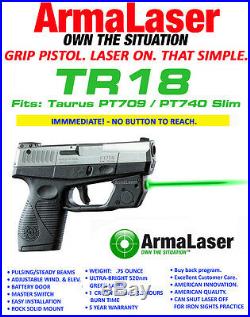 ArmaLaser TR18 Taurus PT709 / PT740 Slim Green Laser Sight with Grip Activation
