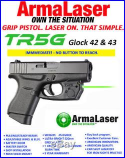 ArmaLaser TR5 GREEN Laser Sight for GLOCK 42, 43 & 48 Pistols with Grip Activation