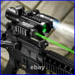 BARSKA 4x30mm IR Electro Sight Multi-Rail Tactical Scope Green Laser Light Combo