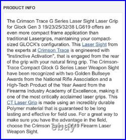 Crimson Trace Lg-619 Laser Grip Glock 19 23 25 32 38 New (km)