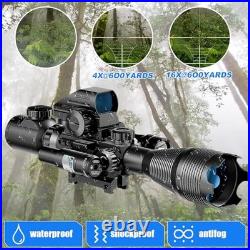 Dual Illuminated Rifle Scope Combo with Green Laser for Picatinny Rail Mount