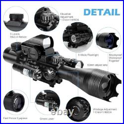 Dual Illuminated Rifle Scope Combo with Green Laser for Picatinny Rail Mount