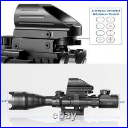 Dual Illuminated Rifle Scope Combo with Green Laser for Picatinny Rail Mount