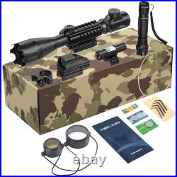 Dual Illuminated Rifle Scope Combo with Green Laser for Picatinny Rail Mount