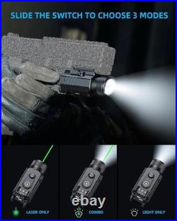 EZshoot 2000 Lumen Pistol Light Laser Combo, Magnetic Rechargeable Green Laser L