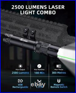EZshoot 2500 Lumens Rifle Laser Light Combo Compatible with M-Rail, Rechargeable