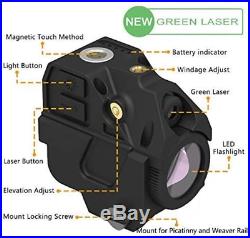 GREEN LASER Sight Flashlight Combo Sub Compact Rail Mount MAGNETIC USB CHARGING
