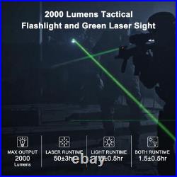 Green Laser Sight with 2000 Lumens LED White Flashlight, Laser Beam Light Com