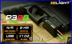 HiLight P3RG Green Red Laser Sight for Pistols, USB Rechargeable Battery