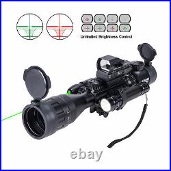 Hiram Combo Rifle Scope 4-16x50 EG with Holographic 4 Reticle HD Sight&Green Laser