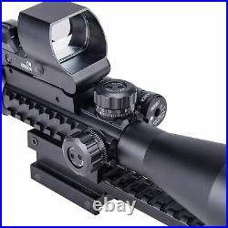 Hiram Parallax Adjustable 3-9x40 Rifle Scope with Green Laser&Red Dot Sight&Mount