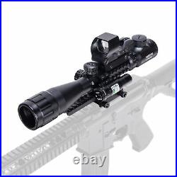 Hiram Rifle Scope 3-9X40 Rangefinder + Red Green Dot Sight + Green Laser + Mount