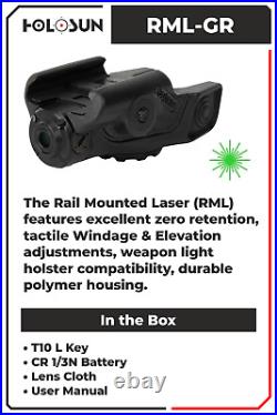 Holosun Compact RML Rail Mounted Green Laser Pointer RML-GR withFree CF Hat Bundle