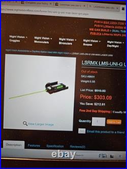LaserMax Uni-Green / Laser Sight / LMS-UNI-G UNIVERSAL MOUNT (NOS)